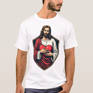 Camisa de Gravura Antiga Coração Protegido de Jesu