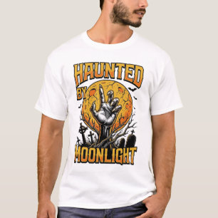 Camisa de Gravura Vintage Cemitério Lua de Hallowe