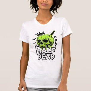 Camisa de Gravura Vintage de Caveira Meio Morta de