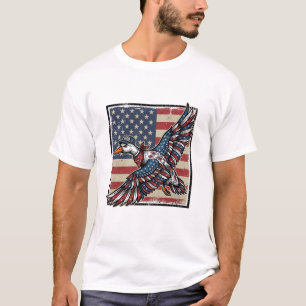 Camisa de Gravura Vintage de Pato Voador Patriótic