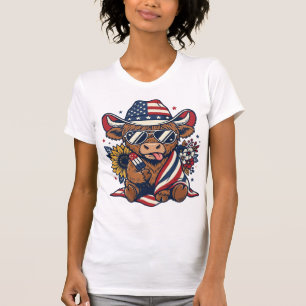 Camisa de gravura vintage de vaca das Terras Altas