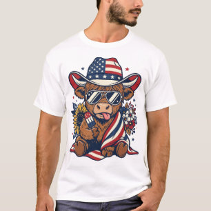 Camisa de gravura vintage de vaca das Terras Altas