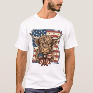 Camisa de gravura vintage de vaca das Terras Altas