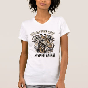 Camisa de gravura vintage do animal espírito Giraf
