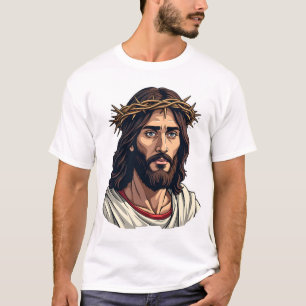 Camisa de Gravura Vintage Jesus Espinhos Coroados