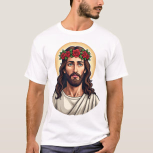 Camisa de Gravura Vintage Rosa Coroada por Jesus 2