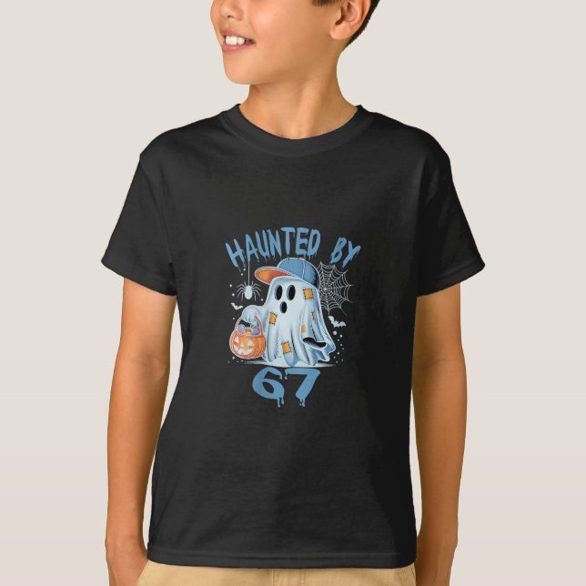 Camisa de Halloween Assombrada para Mulheres 6 7 S (Frente)