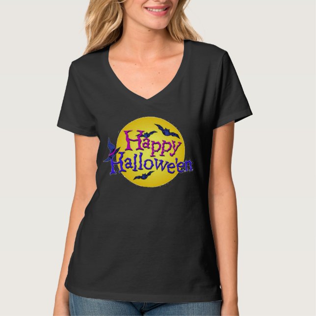Camisa de Halloween cheio morcegos de lua assustad (Frente)