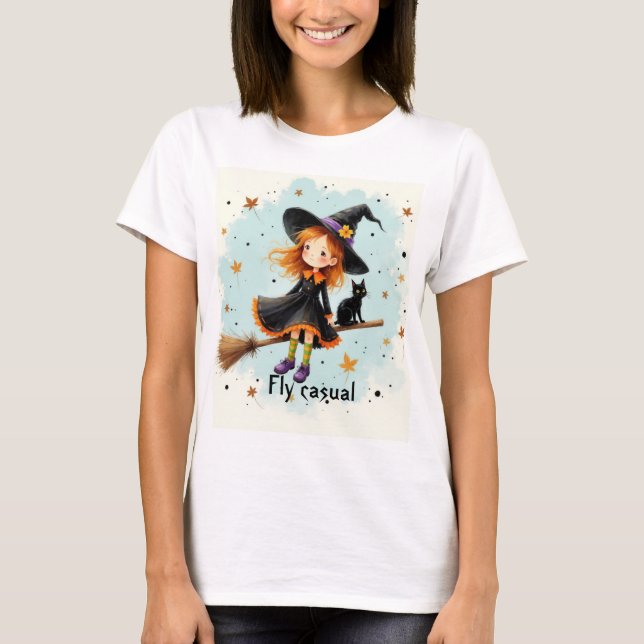 Camisa de Halloween da bruxa bonita (Frente)
