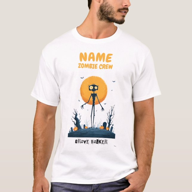 Camisa De Halloween Da Tripulação Zombie Personali (Frente)