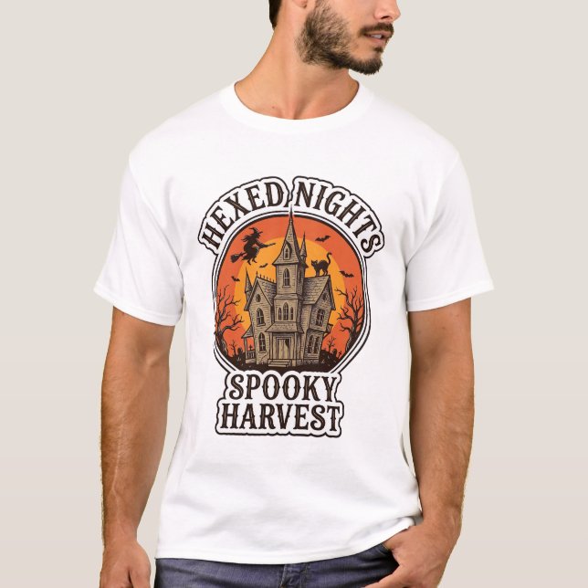Camisa de Halloween de Casa Assombrada Gravura Vin (Frente)
