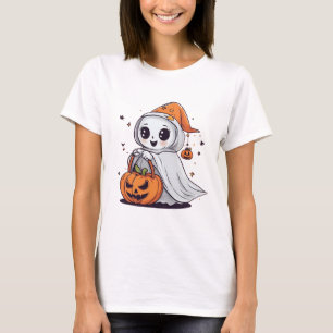 camisa de halloween do rosto fantasma giro