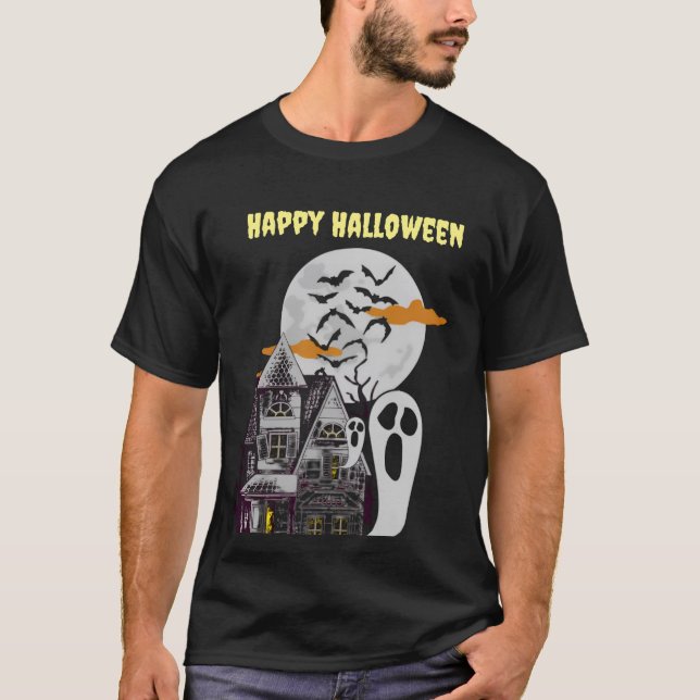 Camisa de Halloween e Morcegos Voadores (Frente)