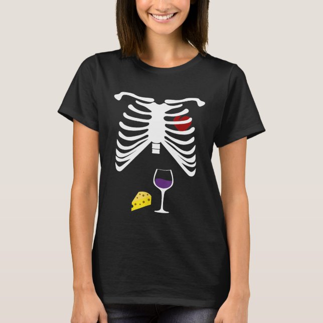 Camisa de Halloween Esqueleto Vinho Xray Mulheres  (Frente)