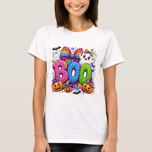 Camisa de Halloween Fantasma Arco-íris Boo (Frente)