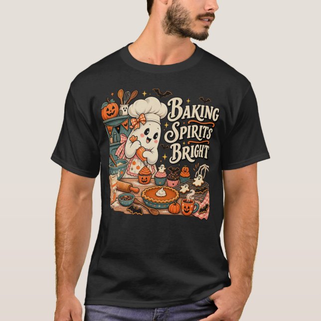 Camisa de Halloween para Padeiro Fofo 'Baking Spir (Frente)
