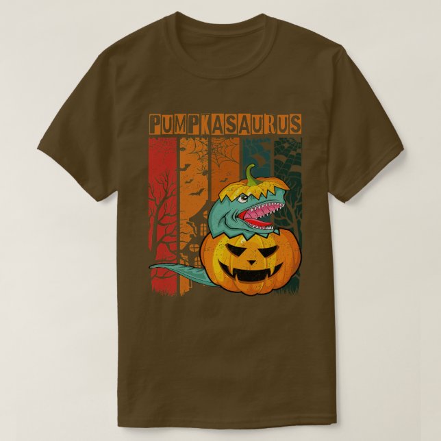 Camisa De Halloween Pumpkasaurus Dinossauros Crian (Frente do Design)