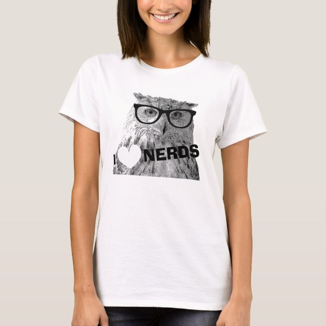 Camisa de hipster para mulheres | Eu amo nerd (Frente)