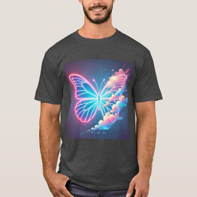 Camisa de Homens de Amor com Borboleta Brilhante (Frente)