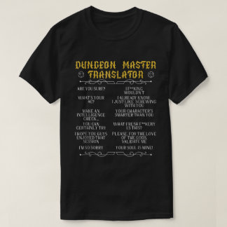 Camisa de Humor de Tradutor de Mestre de Jogo RPG 