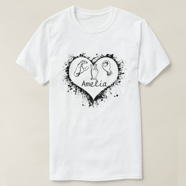 Camisa de Idioma de Sinal Personalizado, Sinal de  (Frente do Design)