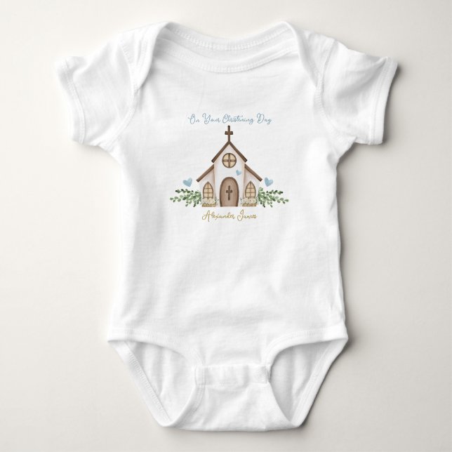 Camisa de Igreja de Batismo Folhas de Eucalipto (Frente)