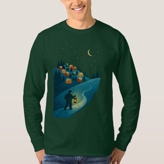 Camisa de ilustração da caminhada com lanternas da (Frente)