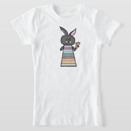 Camisa de Ilustração de Coelho Floral para Meninas