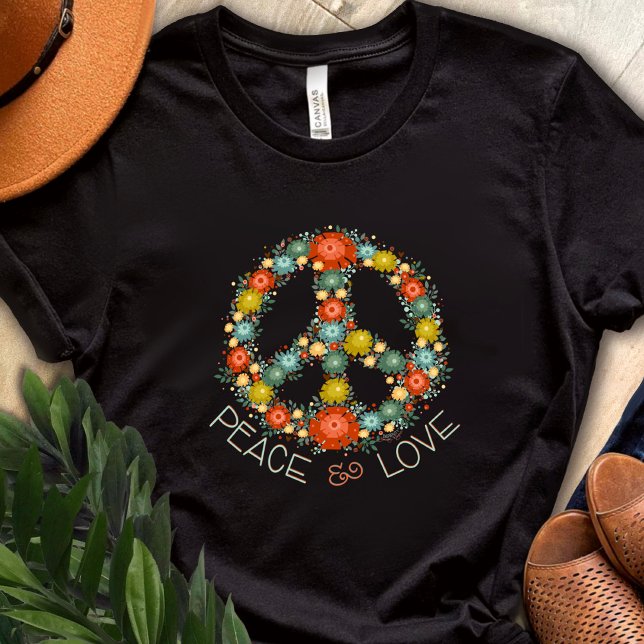 Camisa de inspirividade "Paz e Amor Floral" (Criador carregado)