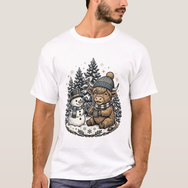 Camisa de Inverno de Boneco de Neve Vaca das Terra (Frente)
