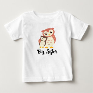 Camisa de Irmã Mais Velha de Coruja Fofa para Meni