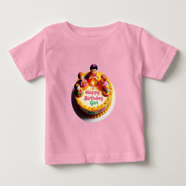 Camisa de Jersey Fino para Bebê "Feliz Aniversário (Frente)