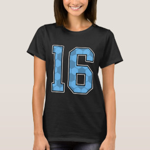 Camisa de jogador de futebol azul padrão número 16