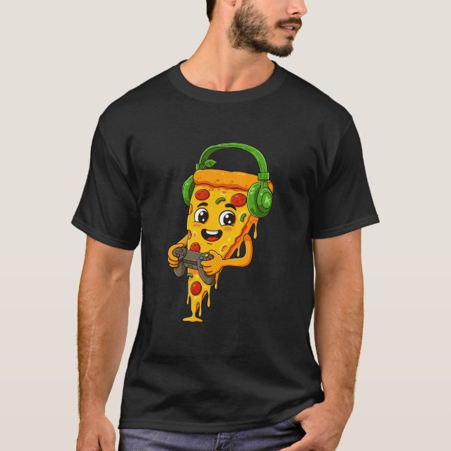 Camisa de jogos de Fones de ouvido de pizza fina | (Frente)