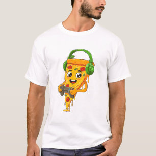 Camisa de jogos de Fones de ouvido de pizza fina