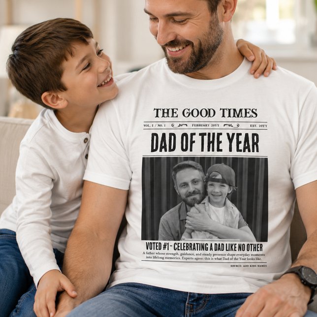 Camisa de Jornal Personalizada, Presente para o Pa (Custom Newspaper Shirt, Dad of the Year Gift, Dad T-Shirt)
