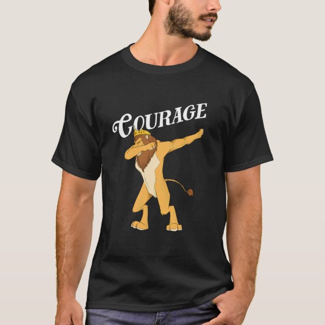 Camisa de Leão Covarde Dabbing Divertida Oz Corage (Frente)