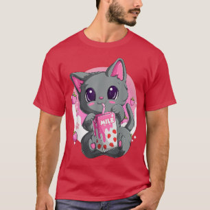 Camisa De Leite De Morango Para Mulheres, Kawaii A