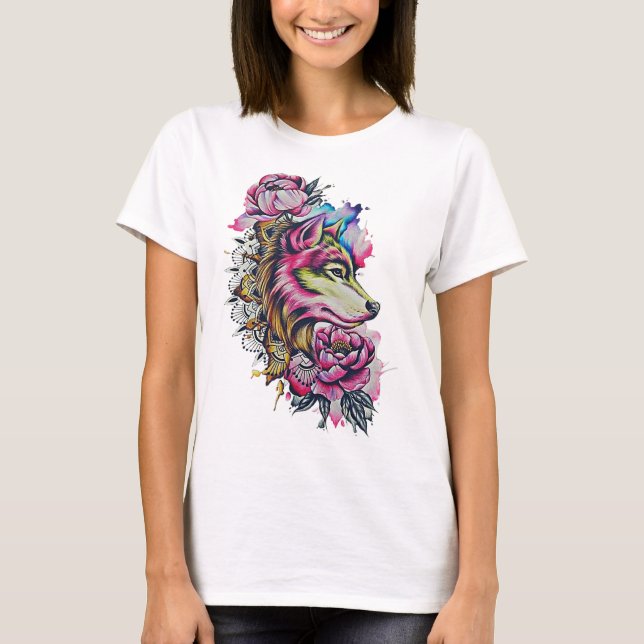 Camisa de lobo colorida  (Frente)