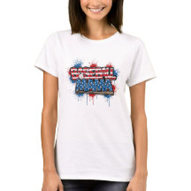 Camisa de Mãe de Beisebol Patriótica Tee com Salpi