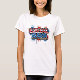 Camisa de Mãe de Beisebol Patriótica Tee com Salpi