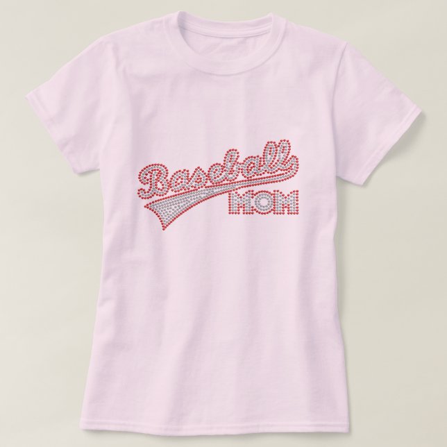 Camisa de Mãe de Beisebol Vermelha e Cinza (Frente do Design)