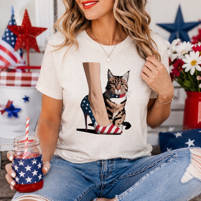 Camisa de Mãe de Gato Patriota | Camiseta Fofa de  (Criador carregado)
