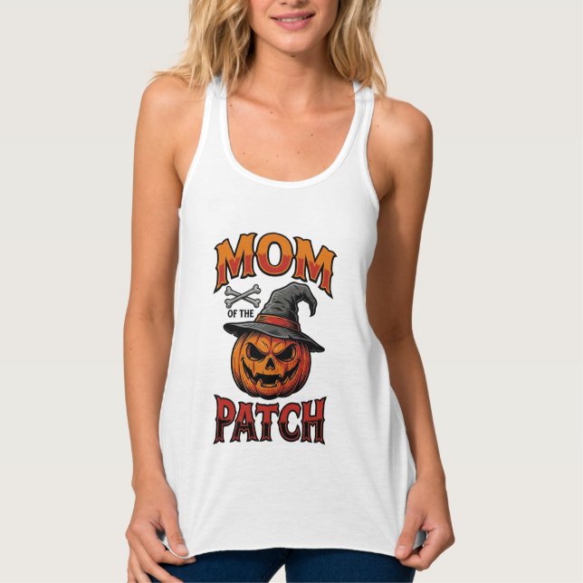 Camisa de Mãe de Halloween Abóbora Ossos Arte Vint (Frente)