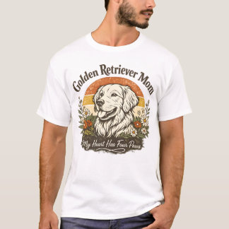 Camisa de Mãe do Golden Retriever com Flor Silvest