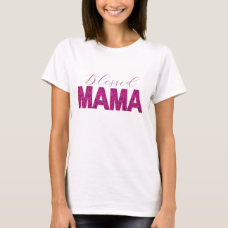 Camisa de mamã abençoada com texto cor-de-rosa - P
