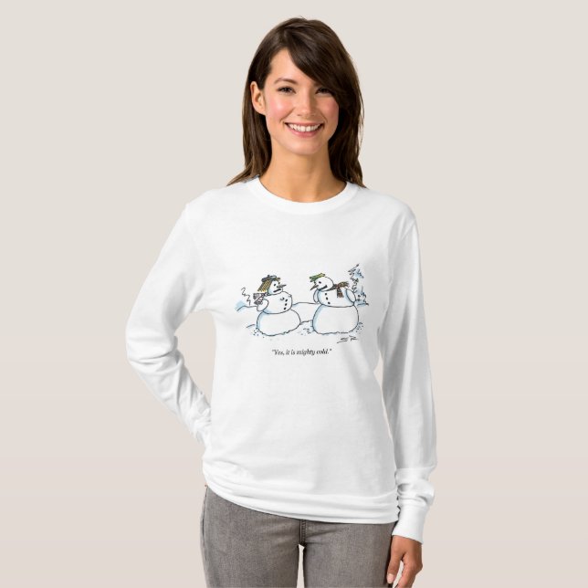 Camisa de manga branca e comprida das mulheres fri (Frente Completa)