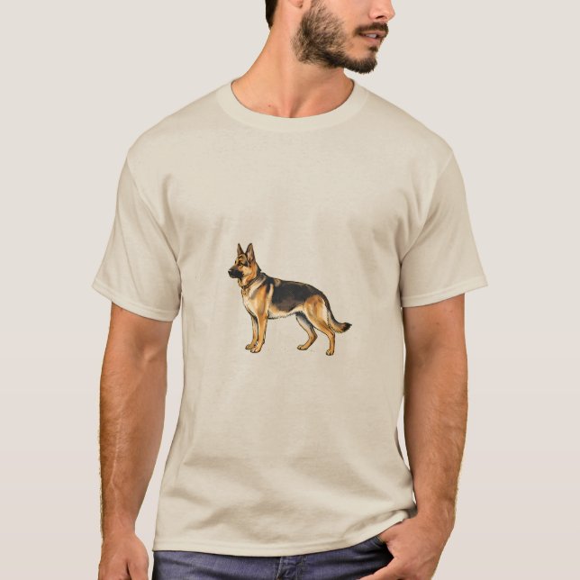 Camisa de Manga Curta de Dupla Face Pastor Alemão  (Frente)