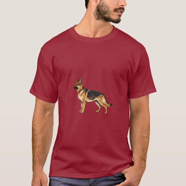 Camisa de Manga Curta de Dupla Face Pastor Alemão  (Frente)