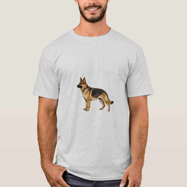 Camisa de Manga Curta de Dupla Face Pastor Alemão  (Frente)